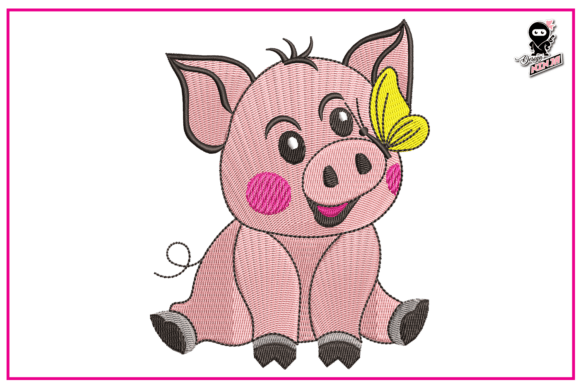 Baby Pig with Butterfly: A Sweet Embroidery Review